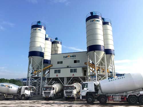 The performance HZS180 concrete batching plant