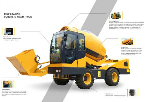 High Peroformace 2 Cbm Self Loading Concrete Mixer machine With Top Technology